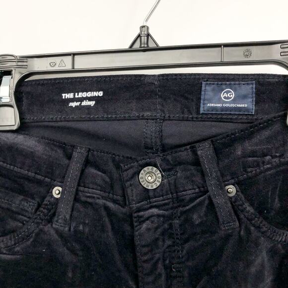 AG ADRIANO GOLDSCHMIED The Legging Velvet Jeans 24R US 00 Black Skinny NWT - Picture 8 of 13